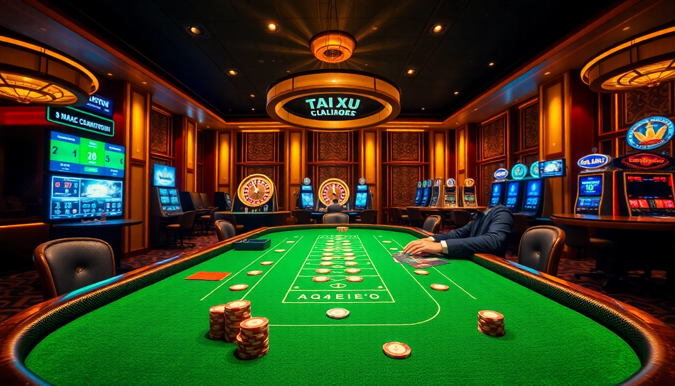 Engaged players at Tài Xỉu with betting slips and poker chips on https://taixiumd5.fan/ for a thrilling gaming experience.