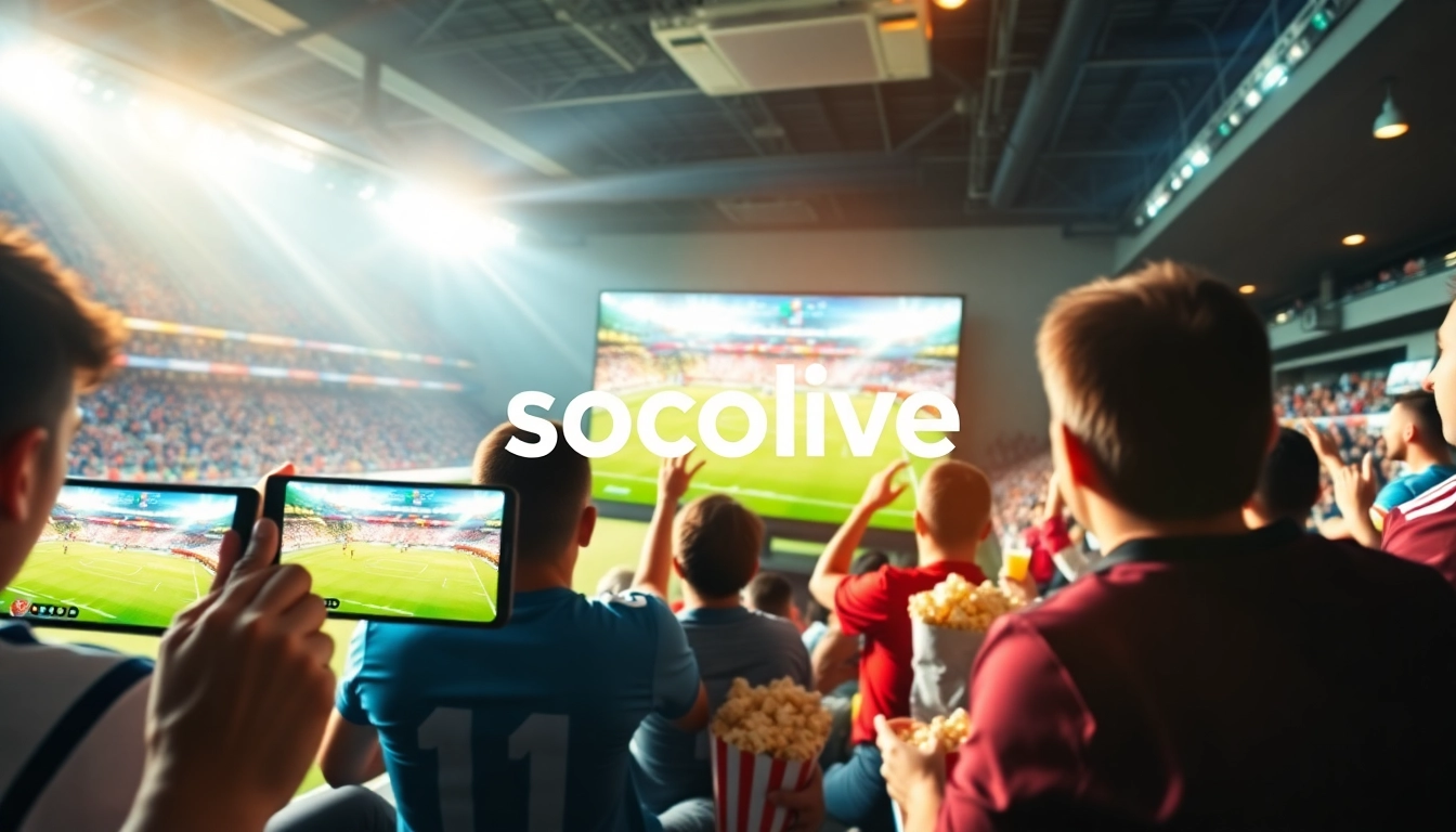Socolive delivers an exciting live football viewing experience on multiple devices, showcasing passionate fans enjoying high-quality streams.