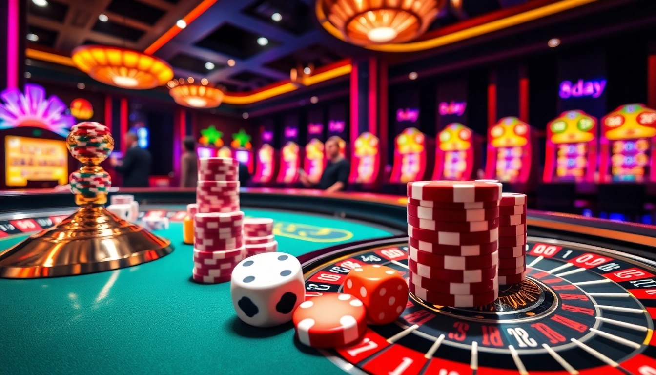 Engaging gamblers at 8day's luxurious casino scene with exciting roulette and poker action.