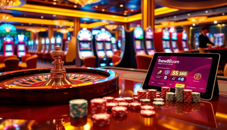 Experience thrilling gameplay at fnew88.com with vibrant casino tables and exciting slot machines.