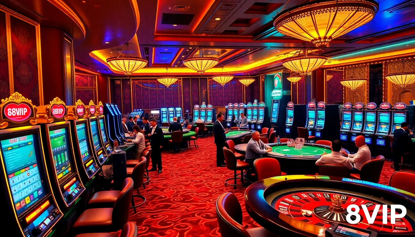 Experience thrilling gaming action with 68VIP's luxurious casino atmosphere featuring poker and slot games.