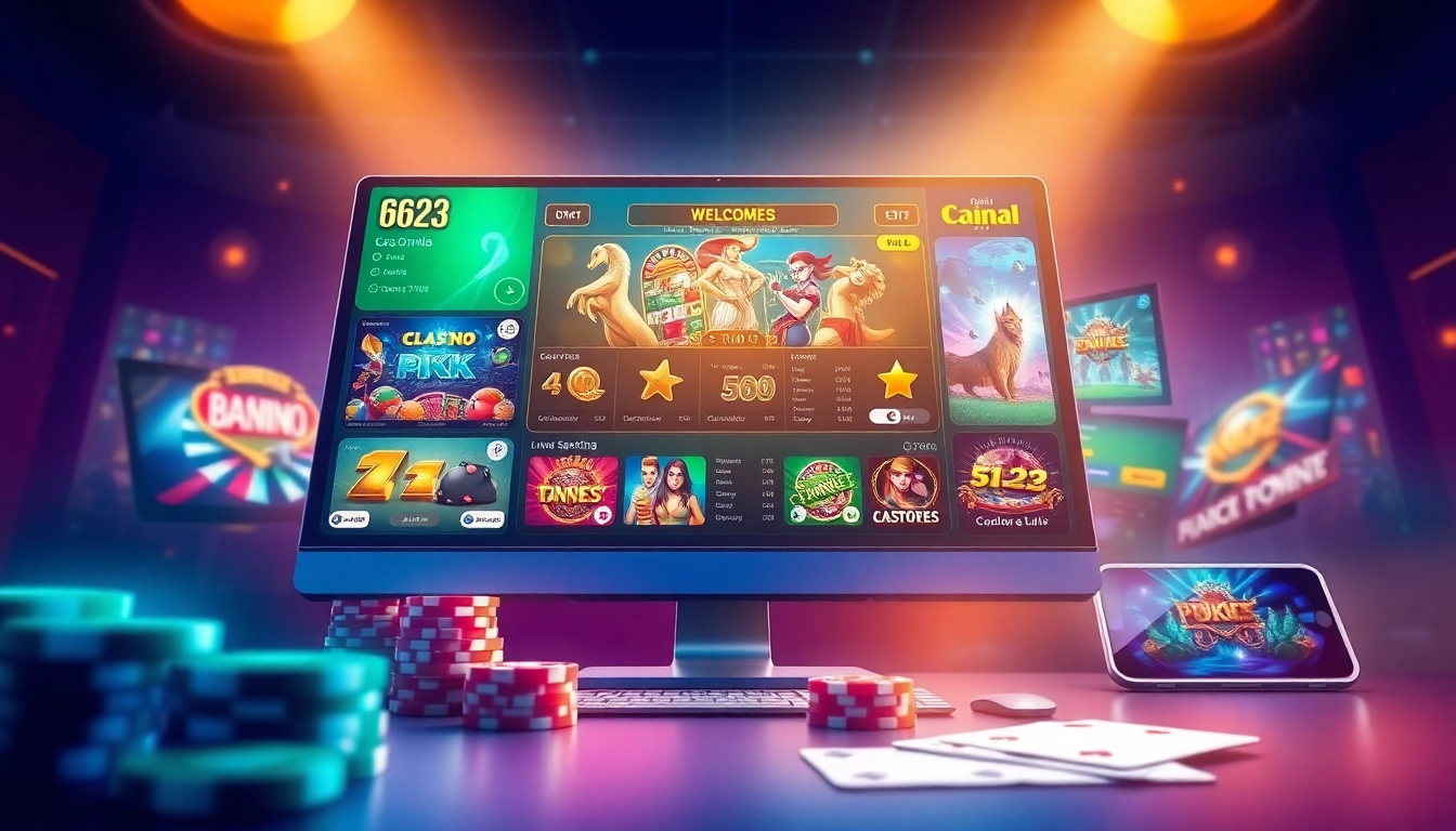 Interactive online gaming interface showcasing 6623 casino and betting options.