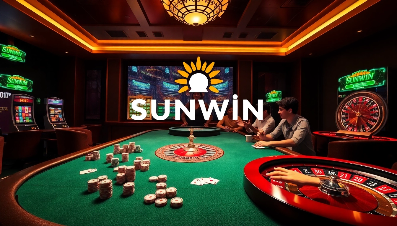 Players enjoying an exciting game at Sunwin's luxurious online casino table.