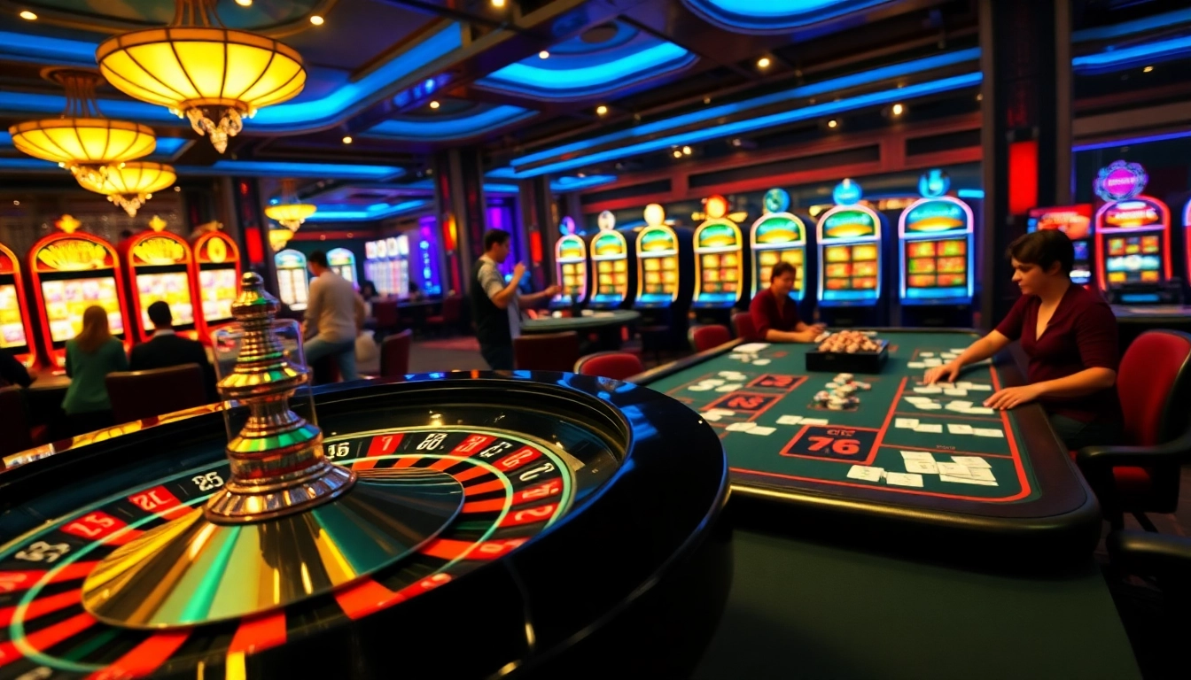 Players enjoying a thrilling game at s8 com casino, engaging with roulette and poker tables.