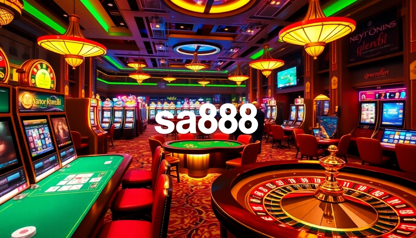 Experience the excitement of sa88 with dynamic poker tables and vibrant slot machines in a luxurious casino setting.