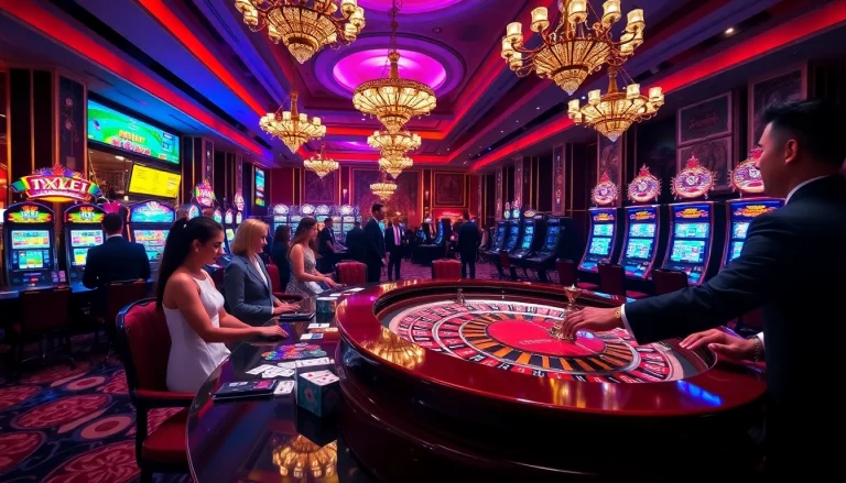 Engaged players enjoying a thrilling roulette game at XX88, surrounded by luxury casino elements.