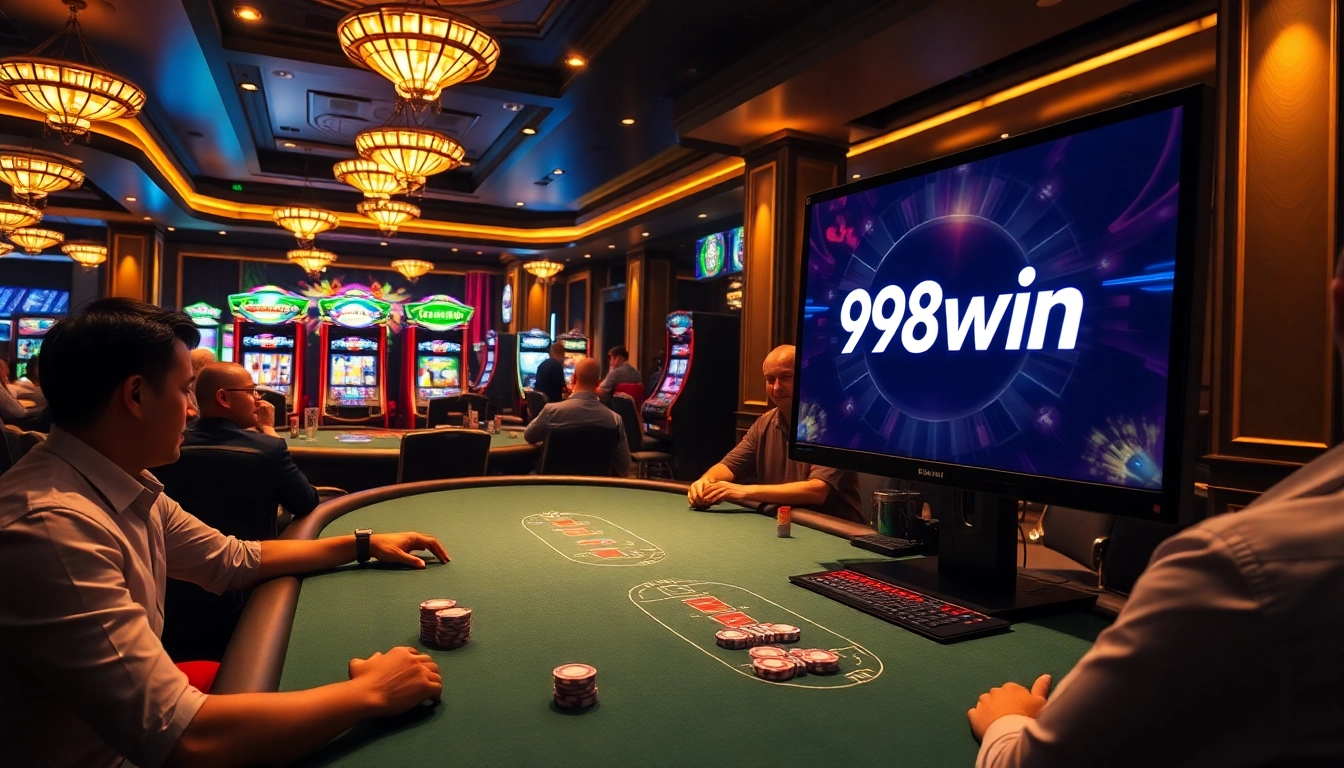 Players enjoying casino games and online gambling at 98win, showcasing thrilling action.