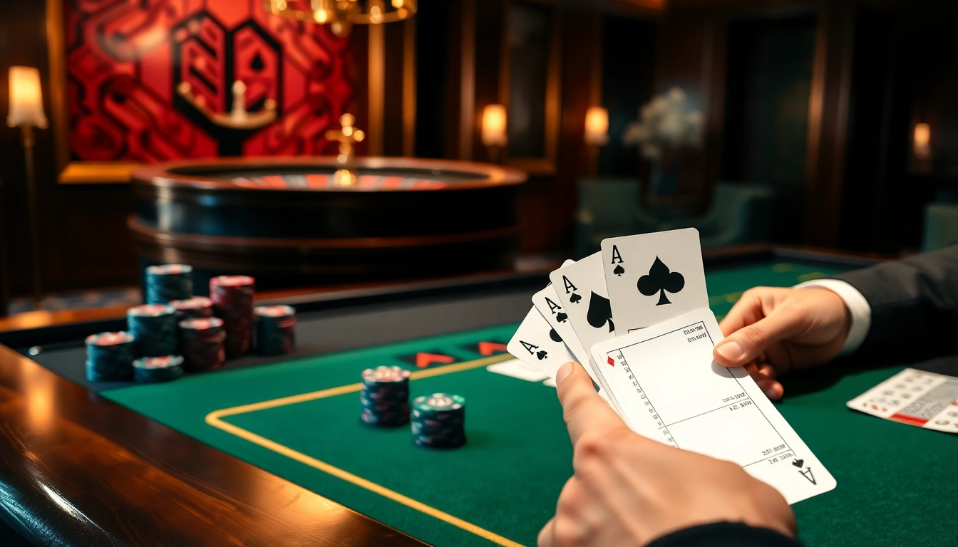 88aa players competing in a thrilling high-stakes poker game at a luxurious casino.