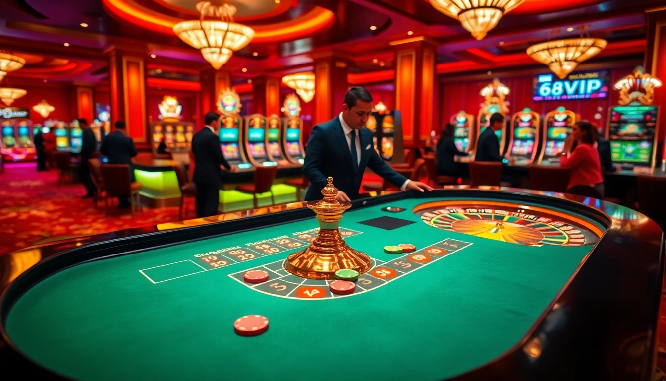 Experience thrilling gameplay at 68VIP casino with vibrant roulette and engaging players.