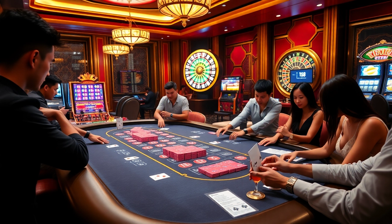 Experience the excitement of gambling at TG88's luxurious casino gaming table with vibrant poker chips.