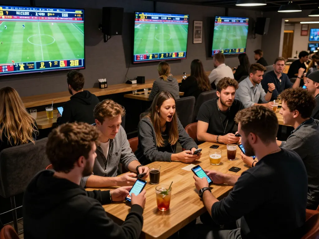 Experience the excitement of VIC88 đổi thưởng while placing bets in a lively sports lounge during a live match.