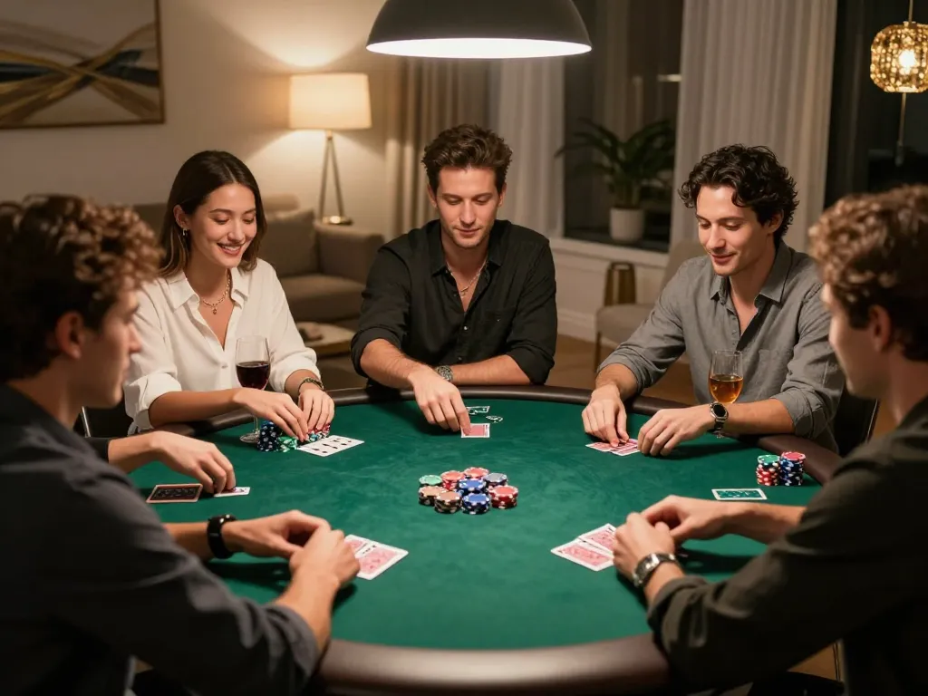PLANET88 players engage in an exciting poker game, showcasing strategy and camaraderie.