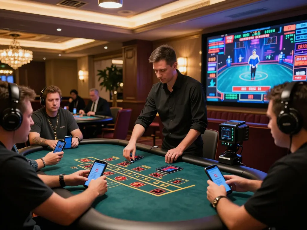 tr88 players engaging with live dealer at blackjack table in upscale online casino