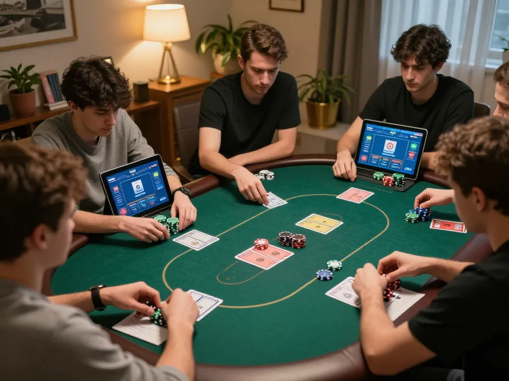 Players engaged in a strategic online poker session on XX88 platform, managing their bankroll effectively.