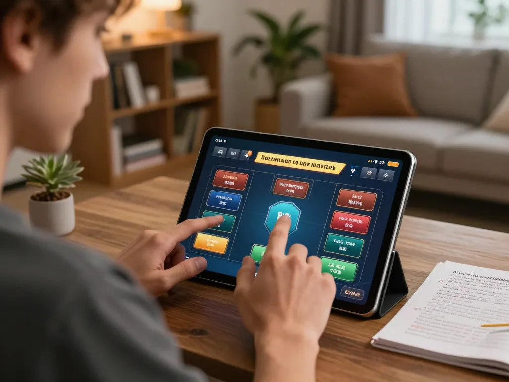 Player engaging in mb66 online gambling on a tablet in a cozy home setup.