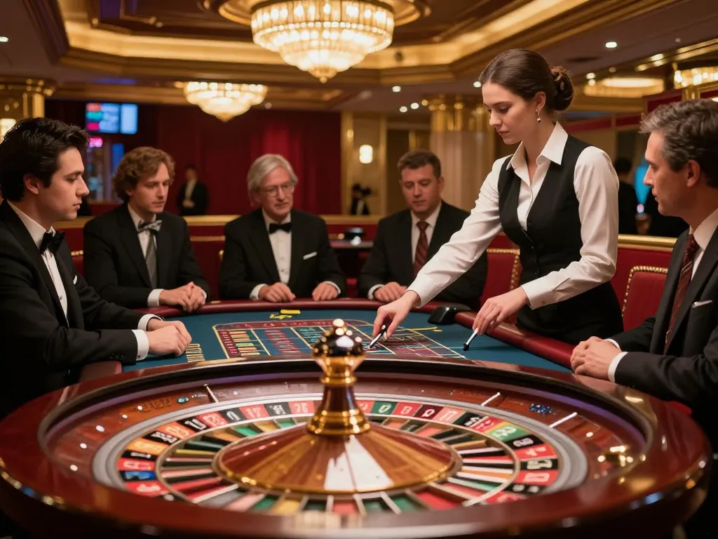 gg88 players engaged in a thrilling roulette game, focusing intently on the spinning wheel