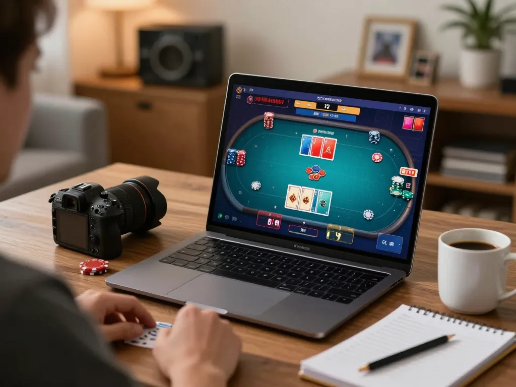 Players strategizing their moves in Go88's engaging online poker game at home