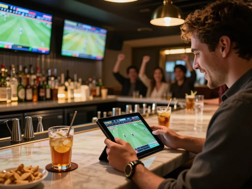 Soi kèo nhà cái highlights intense sports betting action with friends enjoying live games.