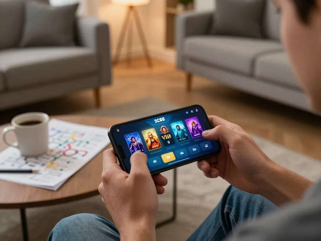 Enjoy seamless gameplay on SC88 Vip app with a user engaged in online gambling activities