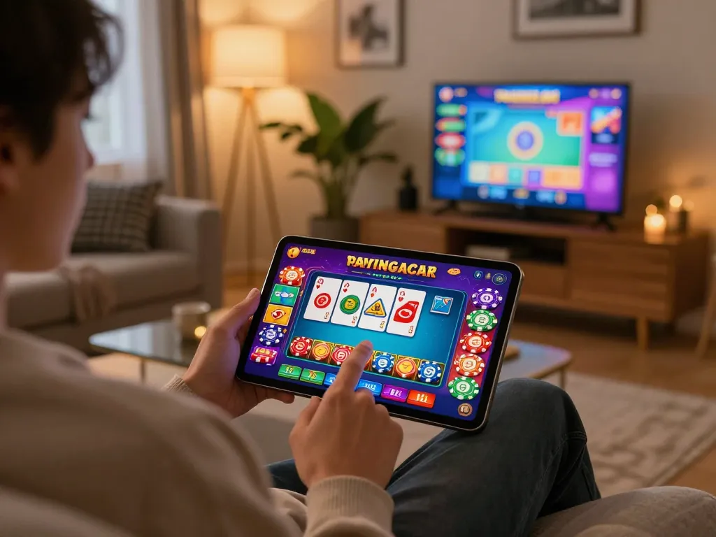 KP88 user enjoying mobile gaming experience with vibrant casino app visible