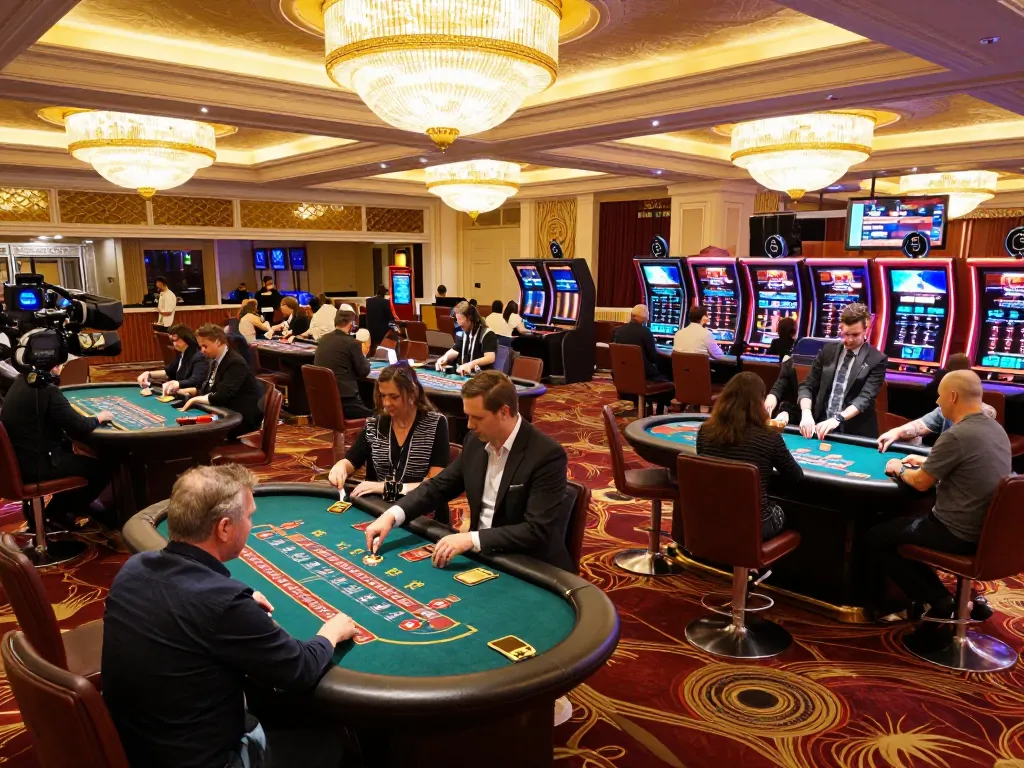 Engaged players enjoying various casino games at LLWIN, showcasing excitement and strategy in a luxurious setting.