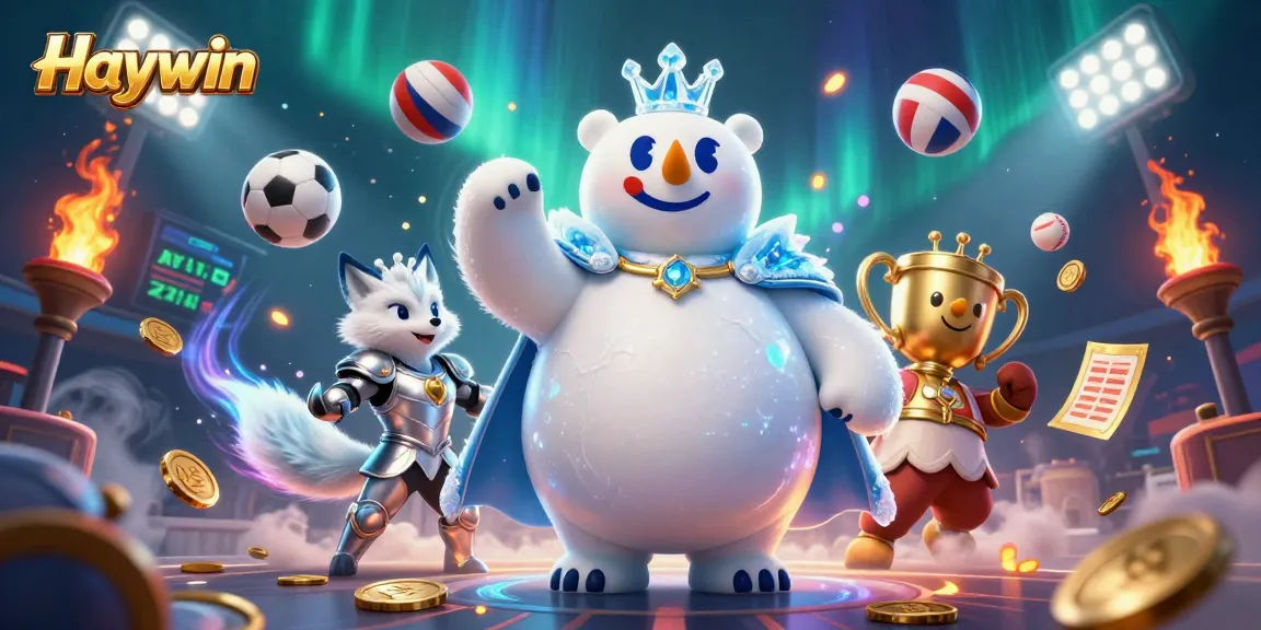 Experience thrilling bets with Haywin's dynamic sports scene featuring a majestic polar bear and fox.