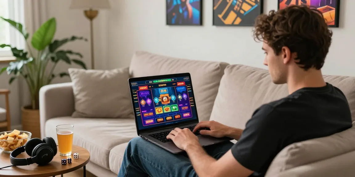 Engaged player experiencing casino non AAMS games in a cozy, vibrant home setting.