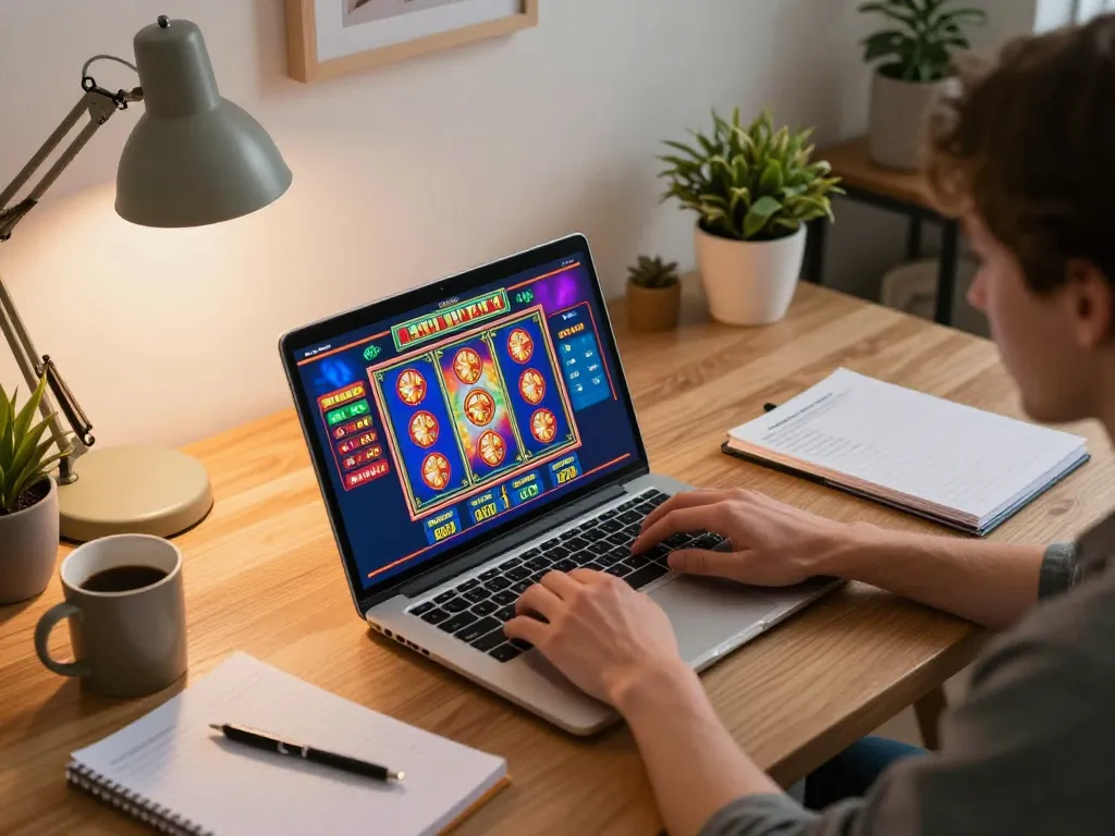 Engaging gameplay on situs gacor platform showcasing vibrant online slots on a laptop.