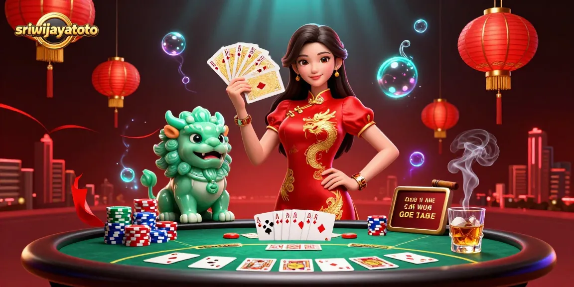 Play exciting casino games with sriwijayatoto in a vibrant scene featuring poker tables and colorful chips.