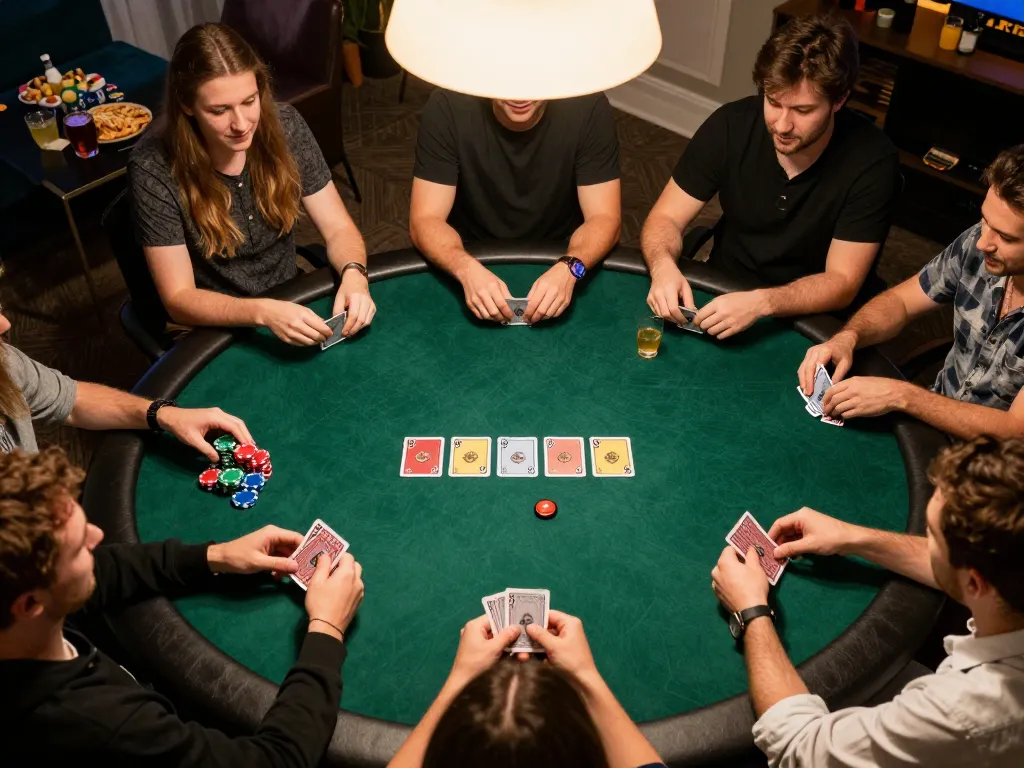 Các người chơi B52club tham gia vào một trò chơi poker căng thẳng thể hiện chiến lược và sự phấn khích.