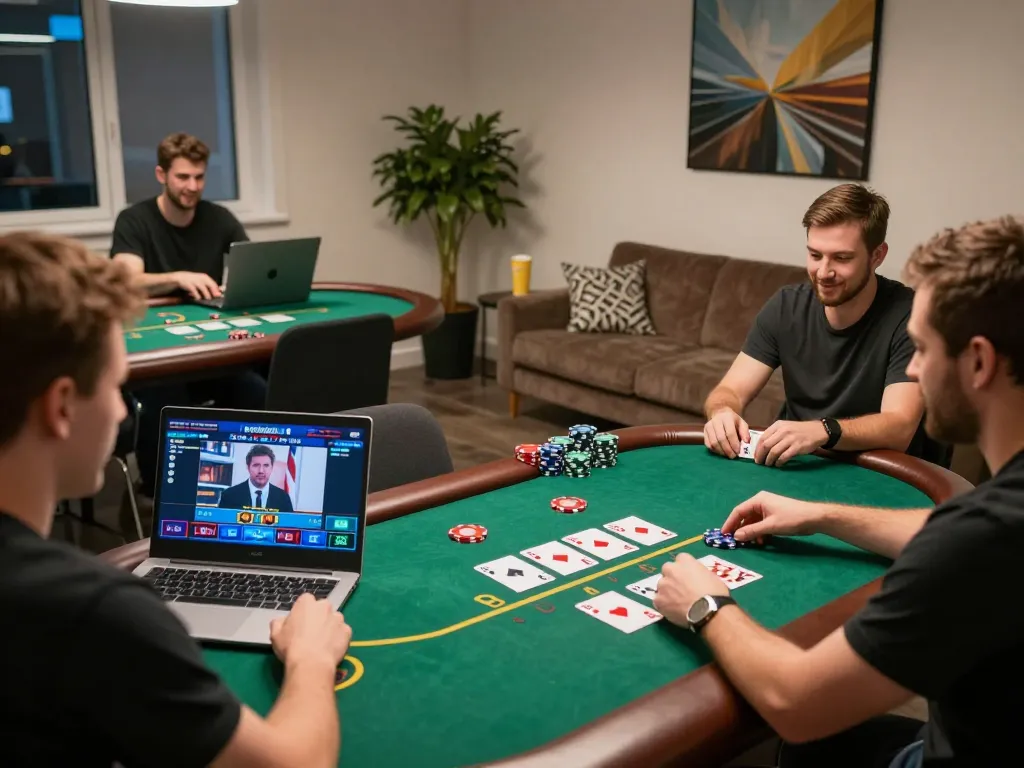 Engaging with ligasedayu live dealer poker game on laptop, reflecting immersive online casino experience