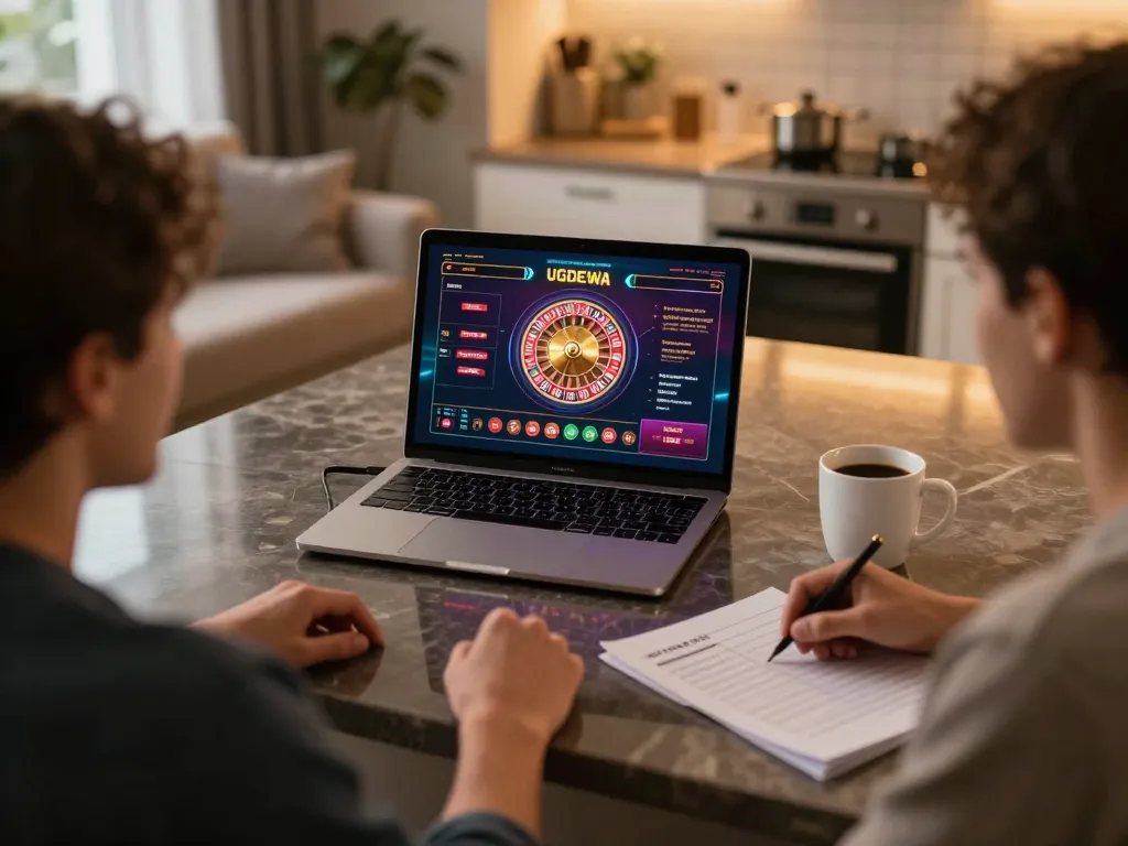 Engaging online gaming experience with UGDEWA showcasing a roulette game interface and strategic notes.