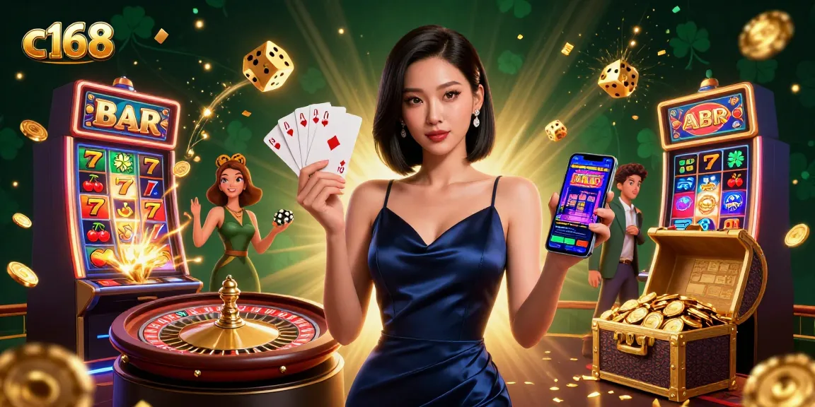 Experience excitement with c168 in a dynamic casino scene featuring jackpot slots and stunning visuals.