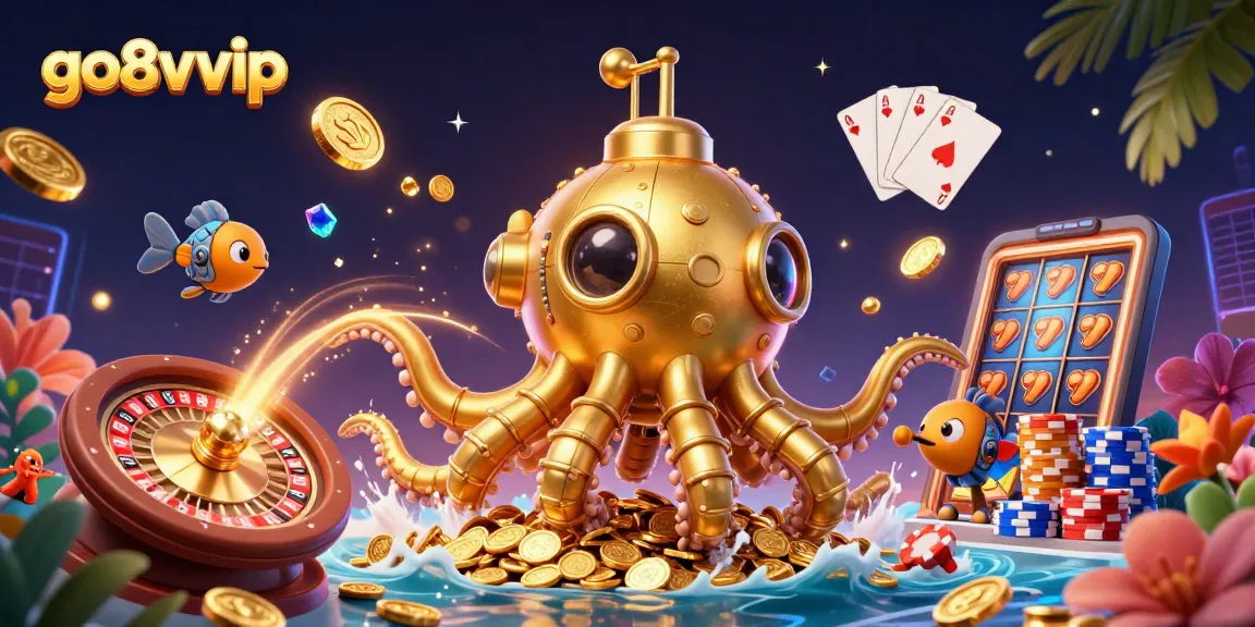 Experience excitement with go8vvip’s vibrant golden kraken submarine and casino riches.