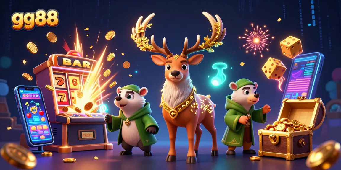 Experience exciting wins at gg88 with a dynamic 3D casino scene featuring vibrant gaming action.
