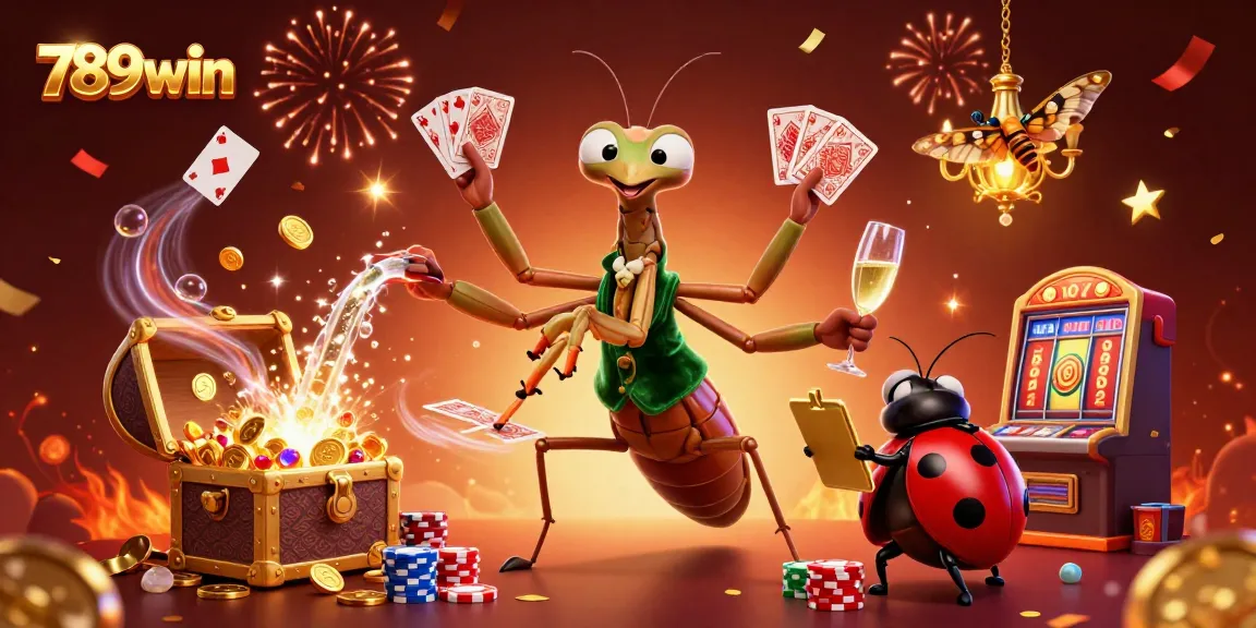 Experience thrilling action at 789win with vibrant casino games and sparkling excitement in a 3D illustration.