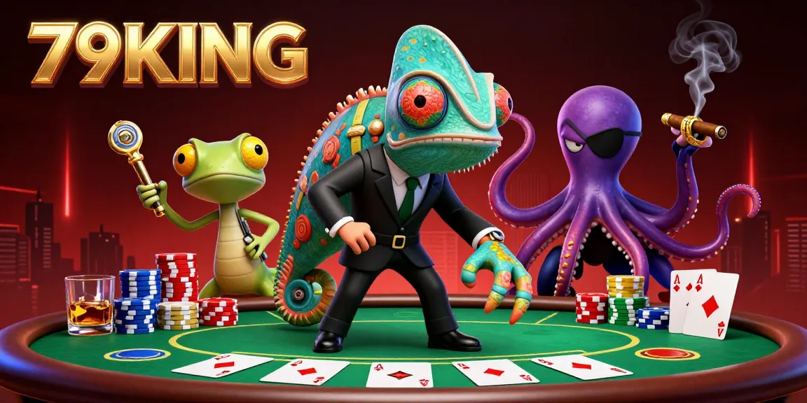 Experience thrilling poker action with 79KING's vibrant characters and dynamic casino elements.