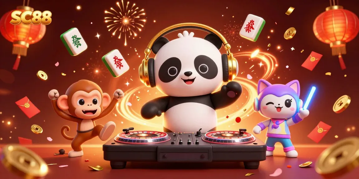 SC88 brings excitement to the casino scene with a DJ panda and vibrant gambling elements.