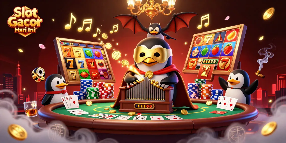 Engage with Slot Gacor Hari Ini in a vibrant casino scene with animated elements and winning symbols.