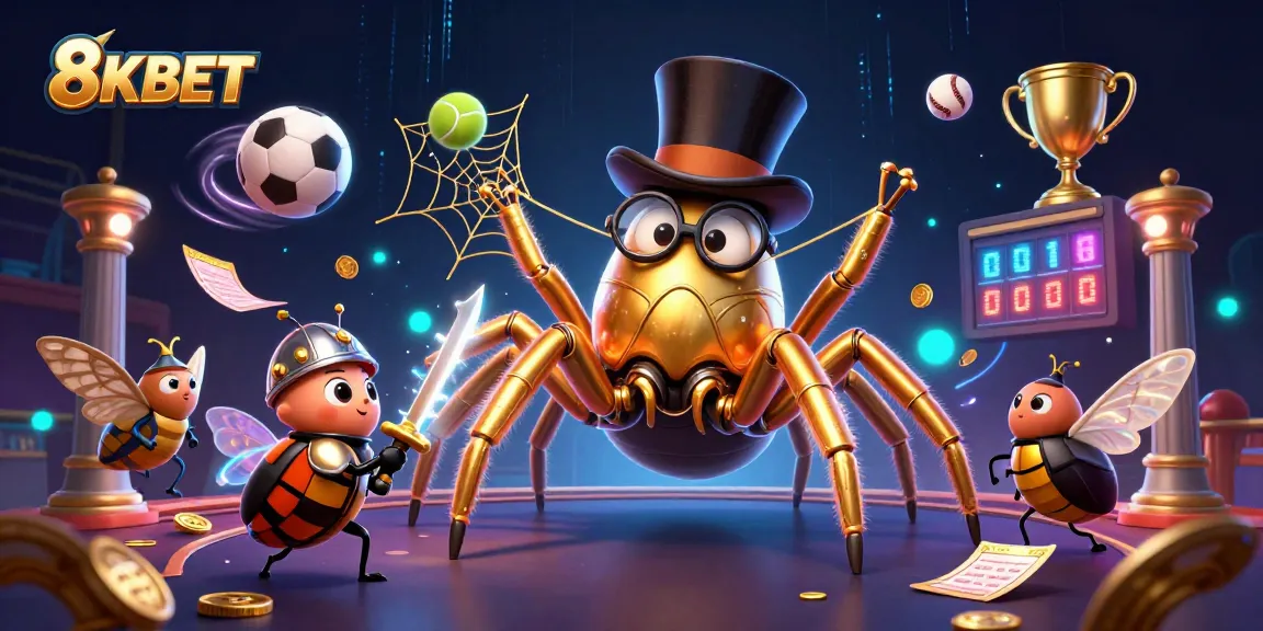Win big with 8KBET's exciting gambling atmosphere captured in a detailed illustration.