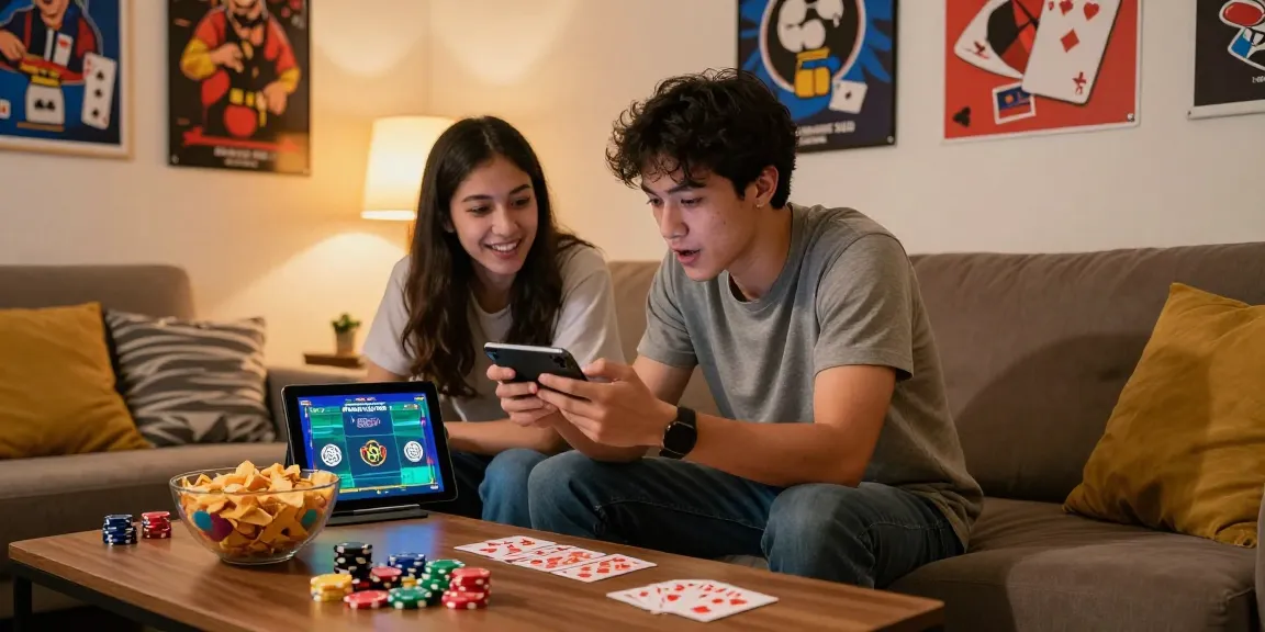 Friends enjoying a gaming night with the Teen Patti Gold app, showcasing social interaction while they Download app and strategize.