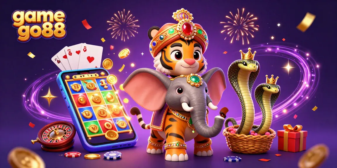 Experience the thrill of game go88 with our vibrant casino-themed illustration featuring majestic characters.