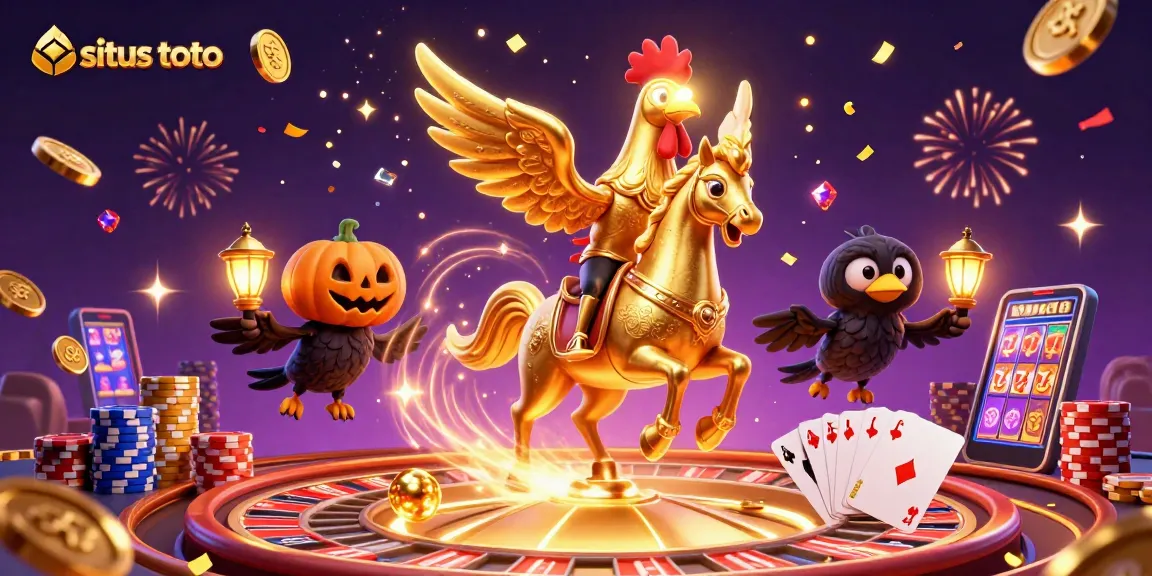 Experience the excitement of situs toto with captivating casino action amidst golden coins and dynamic characters.