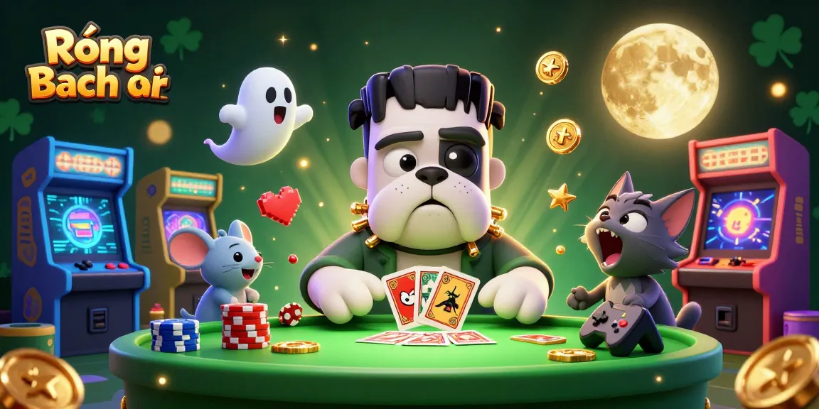 Experience the thrill of Rồng Bạch Kim with vibrant gaming action and cartoon characters in a dynamic scene.