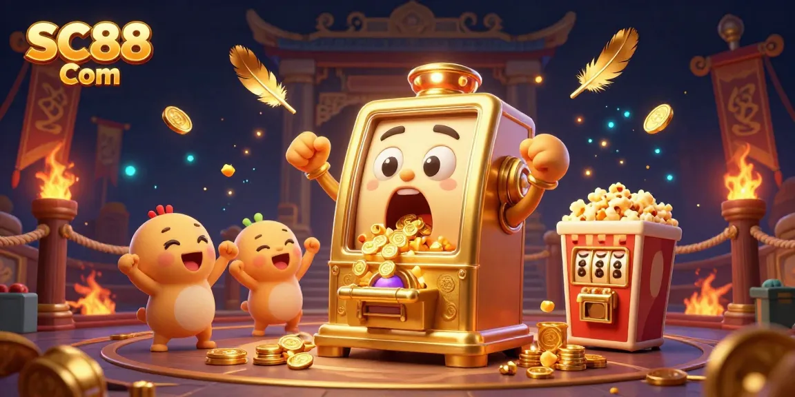 Experience huge winnings at SC88 Com with this dynamic casino jackpot scene featuring golden slot machines.