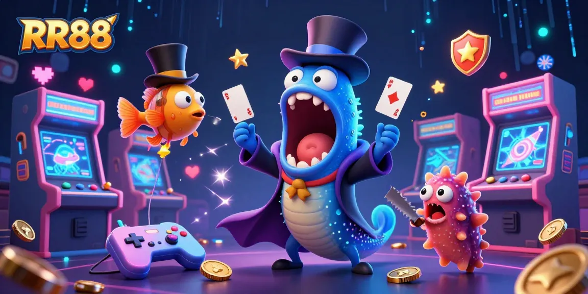 Experience excitement with RR88: A stunning underwater casino scene featuring vibrant characters and dynamic game action.