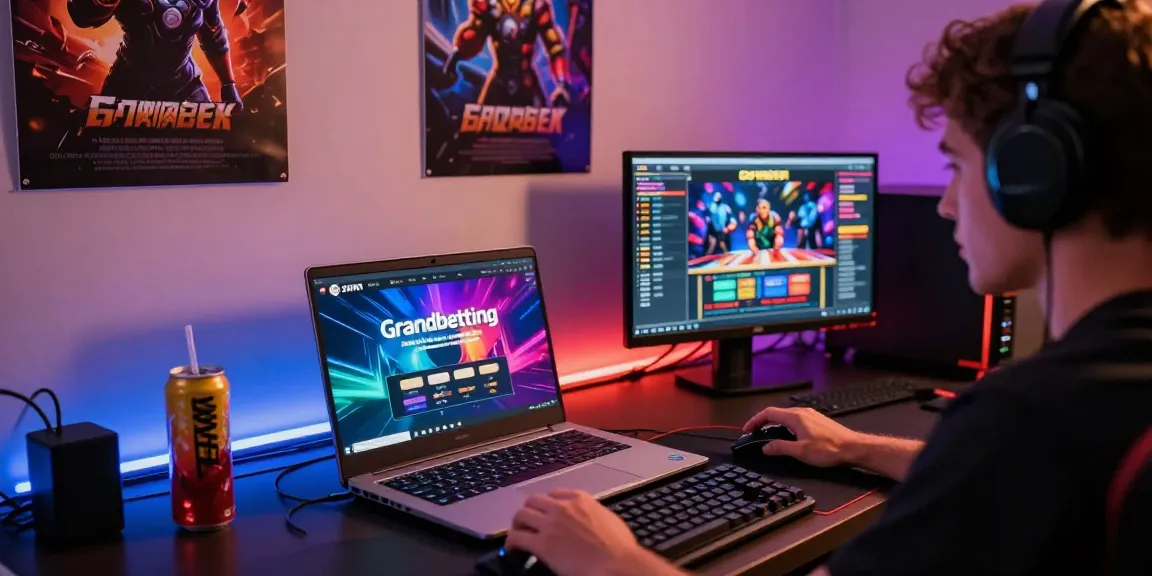 Player engaging with Grandbetting platform in a lively gaming environment.