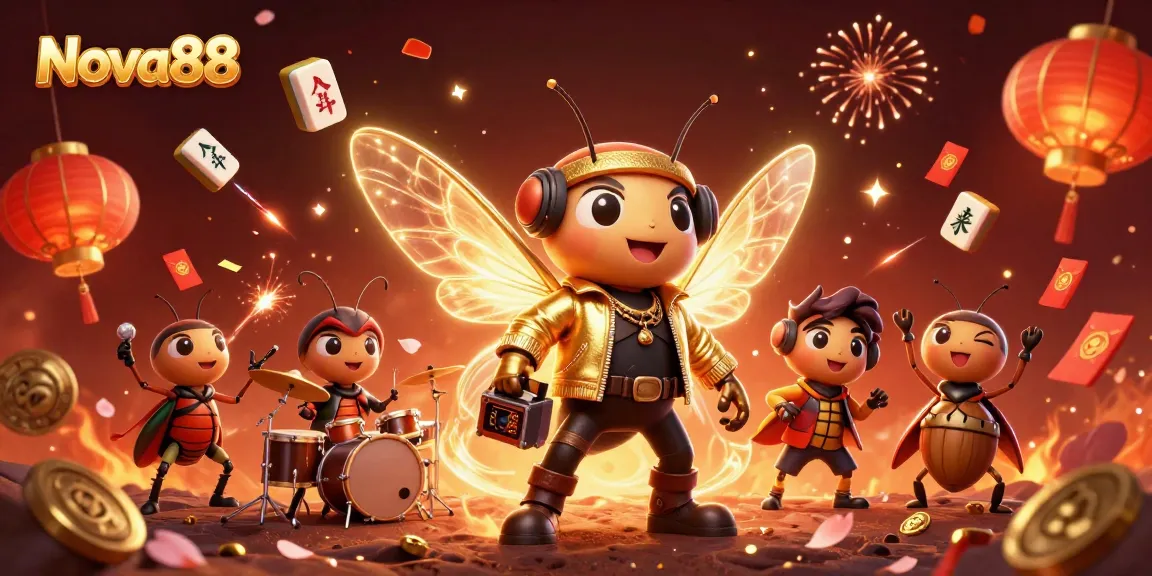 Experience thrilling gameplay with Nova88 through vibrant 3D casino-themed illustration.