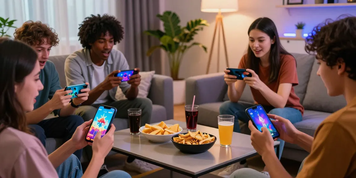 Tiranga Game mobile gaming experience with friends enjoying colorful graphics and snacks